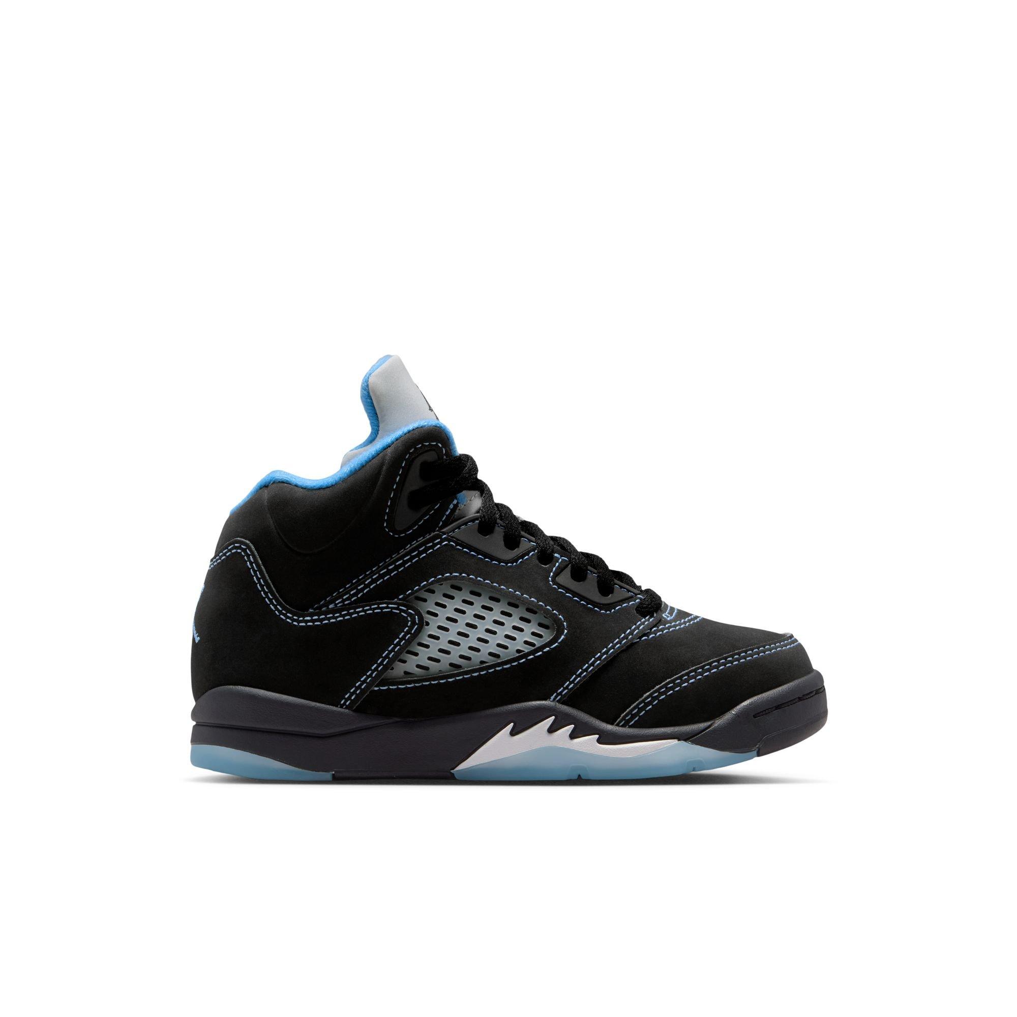Jordan 5 Retro "Black Carolina" Preschool Kids' Shoe - BLACK/UNIVERSITY BLUE/WHITE